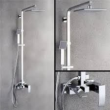 Contemporary Square Shower System Chrome Rain Shower Faucet Shower Systems Shower Faucets Bathroom Shower Design