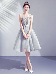 Appliques Scoop A Line Knee Length Cocktail Dress 2019 Homecoming Dresses Knee Length Cocktail Dress Backless Cocktail Dress
