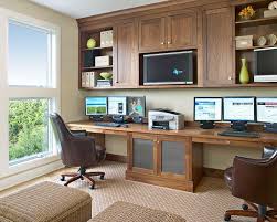 Beautiful Home Office Design For Two People With Double Desk Amazing Classic Home Office Design W Home Office Layouts Home Office Design Home Office Furniture