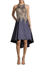 Xscape Embroidered High Low Mikado Cocktail Dress With Images Cocktail Dress Trendy Cocktail Dresses