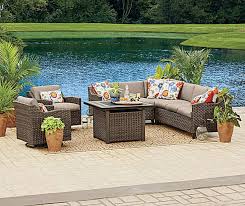 Wilson Fisher Augusta 6 Piece Modular Seating Set With Fire Pit Table Big Lots Fire Pit Table Fire Pit Table Set Outdoor Pergola