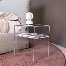 One Lux Plain And Elegant Clear Transparent Plexiglass Acrylic Bedside Table With Shelf 40w 30d 45h Acrylic Bedside Table Plexiglass Table Acrylic Nightstand