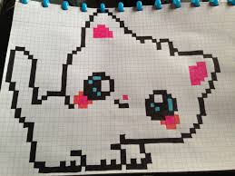 Chat Kawai Chat Kawaii Coloriage Pixel Art Dessin Pixel