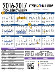 Cy Fair Isd 2016 2017 Calendar Independent School School Calendar 2017 Calendar Templates