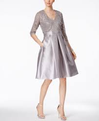 Sl Fashions Taffeta Lace Fit Flare Dress And Jacket Macys Com Sparkle Dress Fit Flare Dress Dresses