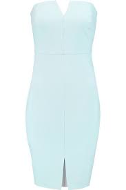 Elizabeth And James Sky Blue Naveen Dress Mid Weight Stretch Knit Front Slits Internal Gumming Fully Lined Stretch Knit Dress Knit Dress Elizabeth And James