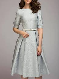 Round Neck Patchwork Plain Skater Dress Skaterdress Fashiondress Plain Skater Dress Vintage Summer Dresses Elegant Midi Dresses