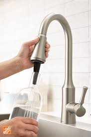 Moen Venango Single Handle Pull Down Sprayer Kitchen Faucet With Reflex And Power Clean Attachments In Spot Resist Stainless 87113srs The Home Depot Kitchen Faucet Moen Kitchen Faucet Black Kitchen Faucets