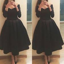 Tea Length Cocktail Dresses 2015 Off Shoulder Ball Gown Black Evening Gowns Elegant L Gowns Dresses Elegant Simple Homecoming Dresses Tea Length Formal Dresses