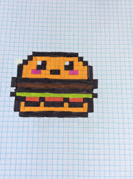 Pixel Art Hamburger Coloriage Pixel Art Dessin Carreau Art Kawaii