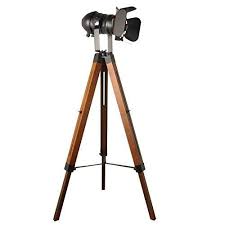 Focolux Vintage Tripod Floor Lamp Black Industrial Searchlight Table Lights Wood Stand Studio Desk Spotlight Black Tripod Floor Lamp Tripod Floor Lamps Lamp