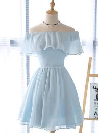 Simple Light Blue Off Shoulder Formal Dress Short Party Dresses In 2020 Simple Homecoming Dresses Prom Dresses Short Off Shoulder Evening Dress