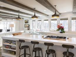 Fresh White Modern Kitchen With Wood Ceiling Beams Wood Beam Ceiling White Modern Kitchen Kitchen Ceiling Design