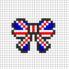Union Jack British Flag Bow Perler Kandi Pattern Pony Bead Patterns Perler Bead Patterns Beading Patterns