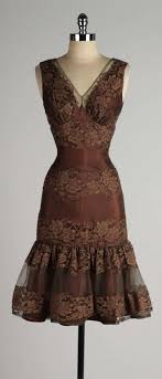 Vintage 1950 S Chocolate Brown Lace Cocktail Dress 1stdibs Com Cocktail Dress Lace Satin Cocktail Dress Vintage Dresses