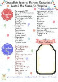 Infografik Senarai Barang Keperluan Bayi Dan Ibu Untuk Dibawa Ke Hospital Bersalin Seputar Bayi Kesehatan Bayi Mengasuh