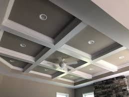 Coffered Ceiling With Crown Molding And Recessed Lighting In Each Coffer Coffered Ceiling Ceiling Molding Ceiling