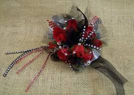 Red Black Wrist Corsage Prom Corsage And Boutonniere Wrist Corsage Wrist Corsage Prom