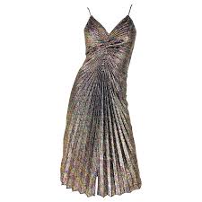 Amazing 1970s Metallic Disco Studio 54 Pleated Slinky Colorful Vintage 70s Dress Vintage Dress 70s Metallic Cocktail Dresses 70s Dress