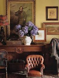 Hydrangea Leather Chair Unknown Source English Country House English Decor
