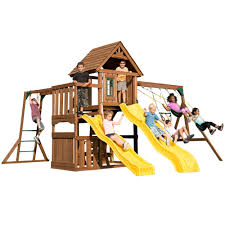 Swing N Slide Playsets Timberview Ready To Assemble Swing Set Ws 8356 Swing Slide Deck Design Backyard Play