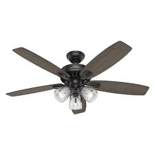 Hunter Highbury Ii 52 In Led Indoor Matte Black Ceiling Fan With Light Kit 52028 The Home Depot Black Ceiling Fan Ceiling Fan With Light Fan Light