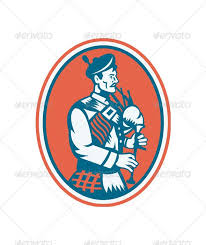 Scotsman Scottish Bagpipes Retro Retro Prints Retro Scottish Bagpipes