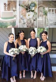 Simple Tea Length Bridesmaid Dress Navy Blue Bridesmaid Dress Casual Tea Length Bridesmaid Dresses Navy Blue Bridesmaid Dresses Bridesmaid Dresses Under 100