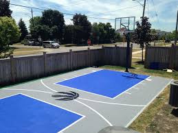20 X 40 Basketball Court In Brooklin On Surfaces Is The Snapsports Duracourt Backyard Court Basketball Court Backyard Basketball