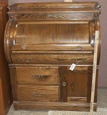 Lovely Vintage Oak Crest Roll Top Desk Made Of Solid Oak Wood With Dovetailed Drawers Brass Hardware And A Side Cabinet Antique Desk Roll Top Desk Solid Oak