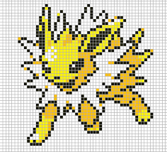 Jolteon Pokemon Cross Stitch Pixel Art Pokemon Pixel Art