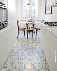 Kitchen Floor With Hexagonal Cement Tile In White And Mint Green From Mosaic Factory Patterned Concrete Tile For Wall An Kitchen Flooring Flooring Cement Tile