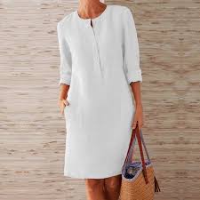 Plus Size Casual Dress Long Sleeve With Pocket Long Sleeve Shift Dress Linen Mini Dress Casual Dress