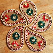Rangoli Floor Art Ulta Pan Red Set Of 7 Pieces Diwali Craft Acrylic Rangoli Diwali Decorations