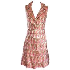 Lillie Rubin 1960s Silk Brocade Pink Gold Silver Rhinestone Belted Vintage Dress Vintage Dresses Silver Cocktail Dress Designer Evening Dresses
