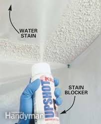 Patch A Water Stained Ceiling Or Textured Ceiling Popcorn Ceiling Repair Repair Ceilings Ceiling Texture