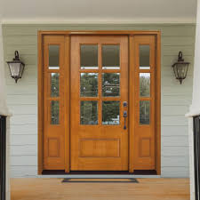 Steves Sons 68 In X 80 In Craftsman Savannah 6 Lite Lhis Autumn Wheat Mahogany Wood Prehung Front Door With Double 14 In Sidelite M6410 143014 Aw 4ilh Th Exterior House Doors Entry