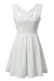 White Front Crossed Fit And Flare Dress Short White Cocktail Dresses Satin Homecoming Dress White Homecoming Dresses