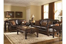Ashley Furniture Living Room Leather Leather Living Room Set Brown Living Room