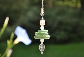 Genuine Sea Glass Ceiling Fan Pull Light Pull Suncatcher Olive Green Stack 305 Free Shipping Lamp Pull Beaded Pull Unique Gift Sun Catcher In 2020 Ceiling Fan Pulls Fan Pulls Ceiling
