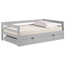 Lit Banquette 2x90x190 Cm 2 Tiroirs De Rangement Supercozy Coloris Gris Vente De Lit Enfant Conforama