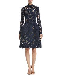 Oscar De La Renta Long Sleeve Floral Guipure Fit And Flare Cocktail Dress In 2020 Fit And Flare Cocktail Dress Cocktail Dress Designer Cocktail Dress