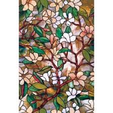 Artscape 24 In X 36 In Magnolia Decorative Window Film 01 0113 Stained Glass Window Film Stained Glass Flowers Faux Stained Glass
