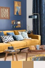 Living Room Color Trend Combines With Blue Yellow And Brown Grey Living Room Color Schemes Living Room Color Blue Living Room