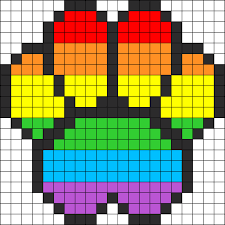 Rainbow Puppy Print2 Kandi Pattern Pony Bead Patterns Pixel Art Pattern Perler Patterns