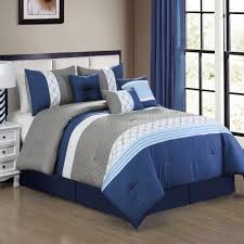 Unique Home Shreya 7 Piece Comforter Set Wavy Striped Bed In A Bag Clearance Bedding Comforter Duvet Fade Resistance Super Soft Queen Blue Gray White Wal Clearance Bedding Comforter Sets Duvet Comforters
