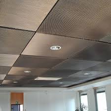 Drop Ceiling Tiles Painted With Metallic Aluminum Paint Paint Tiles Covered With A Thin Metal Mesh Dropped Ceiling Drop Ceiling Tiles Suspended Ceiling