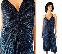 Vintage Disco Dress Jrs M 80s Black Blue Sleeveless Metallic Cocktail Prom Gown Free Us Shipping By Hepcatclothes On Et Vintage Disco Dress Disco Dress Dresses