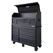 Husky Heavy Duty 56 In W 23 Drawer Deep Combination Tool Chest And Rolling Cabinet Set In Matte Black Hotc5623bb2s The Home Depot Tool Chest Tool Storage Cabinets Tool Storage