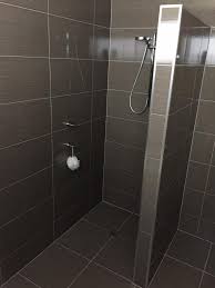 Silver Edging On Wall To Shower Or Mitre The Tiles Decisions Open Showers Bathroom Shower Shower